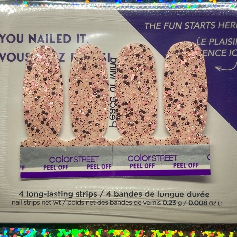 Color Street Rose Pink Glitter Nail Strips